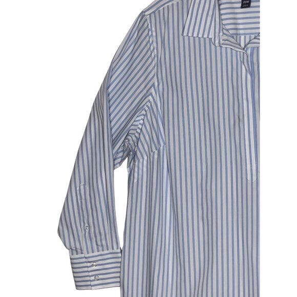 Lands End Women No Iron Supima Cotton Striped Shirt 20W Long Sleeve Blue  White - Picture 5 of 16